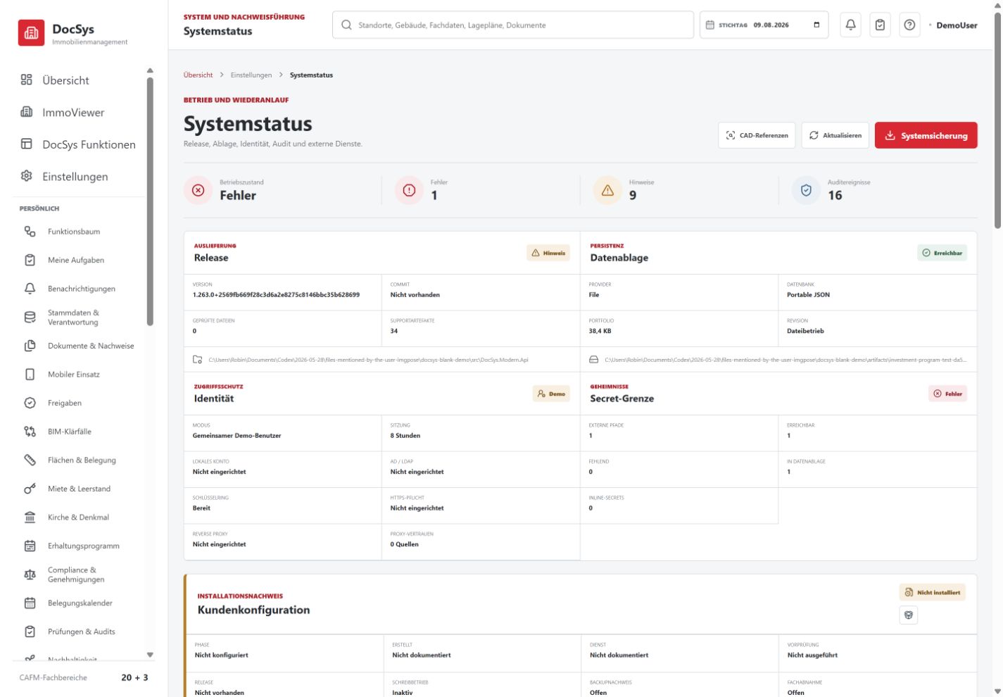 Administration und Rollenverwaltung in DocSys